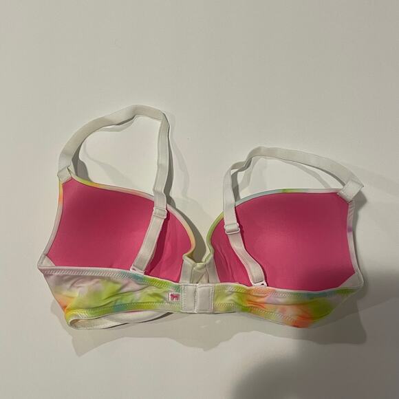 Victoria’s Secret PINK Push Up Bra Womens 32C White Tie Dye Wear Everywhere - Picture 2 of 5